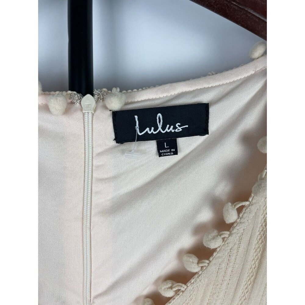Lulus Modern Menagerie Blush Lace Cutout Long Sleeve Midi Cottagecore Dress Sz L - Picture 5 of 13